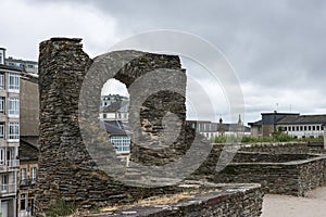 Ruins in the Roman walls of the city of Lugo