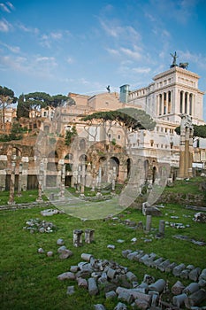 The ruins of Roman Forum, Vittorio Emmanuele, Rome photo