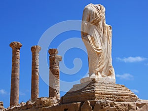 Ruins of Sabratha, Libya - Colonnade and Statue