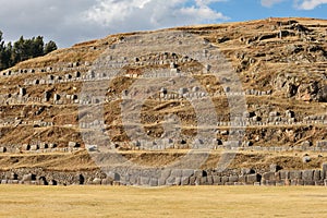 Ruins of Saksaywaman citadel in Cusco, Peru