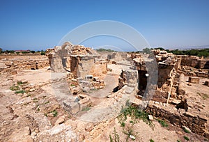 The ruins of  Saranta Kolones castle. Paphos Archaeological Park. Cyprus