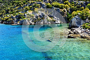 Ruins on on the shores of Kekova Island photo