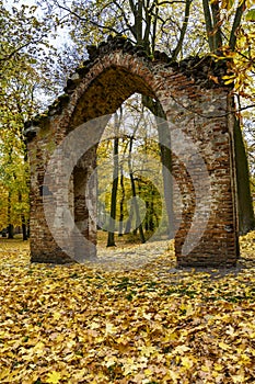 Ruins of shrine in the Arkadia park, Poland