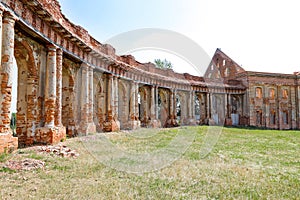 The ruins of the sidewall Ruzhany Palace belonging to the Leo Sapieha, Belarus, Brest region, August 2019