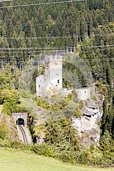ruins of Sils Castle, canton Graubunden, Switzerland photo