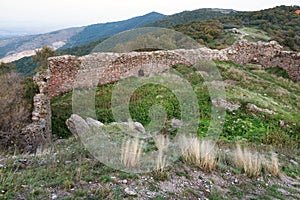 The ruins of Siria Medieval Fortress in Arad County, Romania.