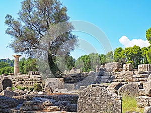 Ruins at the site of ancient Olympia in Greece