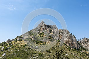 Ruins of St Hilarion castle on top of the mountain, Kyrenia district, Northern Cyprus