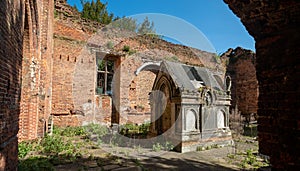 Ruins of the St. John the Evangelist`s Church in Stanmore, Middlesex, UK. Inside is the mausoleum of the Hollond family.