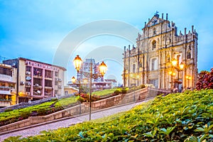 Ruins of St. Paul`s at night