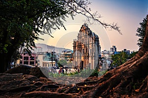 Ruins of St. Paul`s ,one of most famous tourist attraction in Macau,China