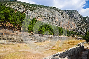 Ruins of stadium in Delphi, Greece