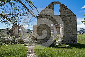 The ruins of a stone building at City of Rocks National Reserve in Idaho, USA