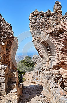 The ruins of the stone gate of the ancient city