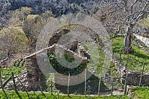 Ruins of stone house in village of Maries, Thassos island, East Macedonia and Thrace