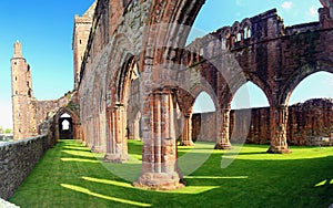 Ruins of Sweetheart Abbey, New Abbey, Dumfries and Galloway, Scotland, Great Britain