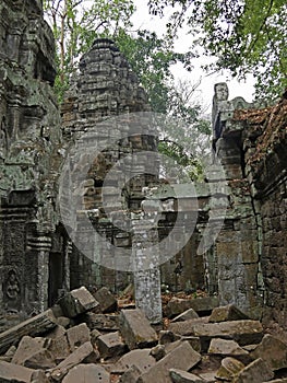 Ruins at Ta Prohm Temple, Siem Reap Province, Angkor\'s Temple Complex Site listed as World Heritage by Unesco , built in