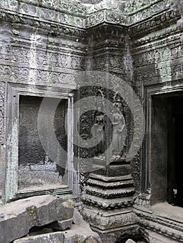 Ruins at Ta Prohm Temple, Siem Reap Province, Angkor\'s Temple Complex Site listed as World Heritage by Unesco , built in