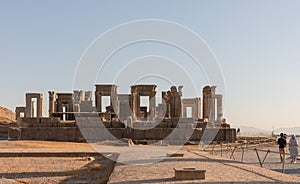 Ruins of Tachara or Palace of Darius viewed from north in Persepolis