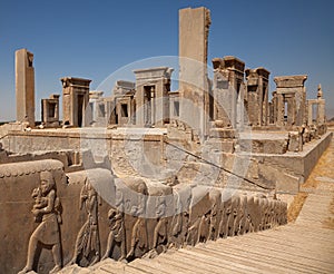 Ruins of Tachara Palace or Palace of Darius in Persepolis of Shiraz