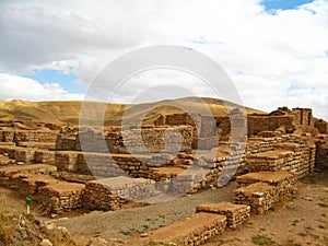 The ruins of Takht-e Soleyman temple in Takab , UNESCO World Heritage in Iran photo