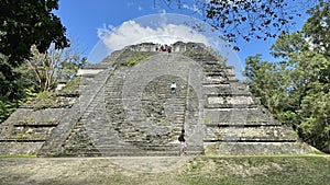 Ruins of Talud-Tablero Temple in Tikal National Park in Peten, Guatemala