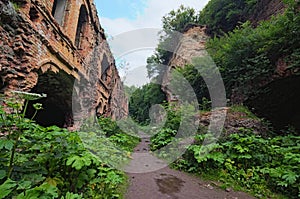 Ruins of Tarakanivskiy Fort- fortification, architectural monument of 19th century. Tarakaniv, Rivne oblast, Ukraine