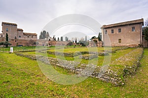 Ruins of the Tempio di Eliogabalo in ancient Rome, Italy