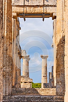 Ruins of temple of Aphaea in Aegina