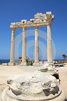 ruins of the Temple of Apollo in the ancient city of Side, Turkey