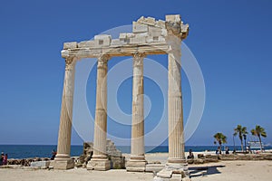 ruins of the Temple of Apollo in the ancient city of Side, Turkey