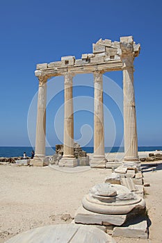 ruins of the Temple of Apollo in the ancient city of Side, Turkey