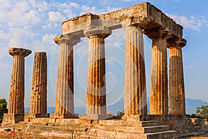 Ruins of the Temple of Apollo, Corinth. Peloponnese, Greece