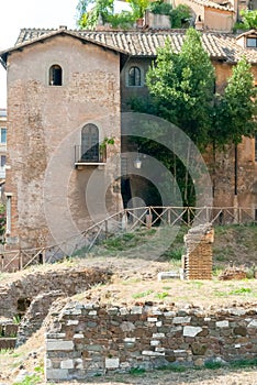 Ruins of the Temple of Apollo next to the 12 BCE era Theater of Marcellus and ancient companion building