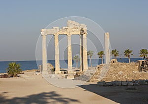 Ruins of the Temple of Apollo in Side in a beautiful summer day, Antalya, Turkey photo