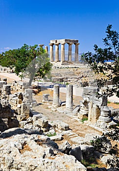 Ruins of temple in Corinth, Greece