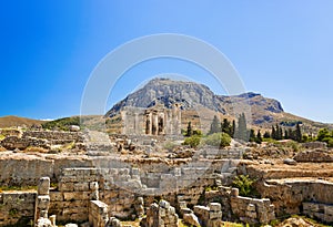 Ruins of temple in Corinth, Greece