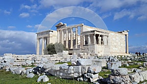 Ruins of the Temple of Erechtheion on Acropolis, Athens, Greece