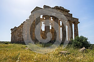 Ruins of the Temple of Hera building in the Selinunte Archeological park in Sicily, Italy