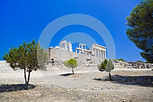 Ruins of temple on island Aegina, Greece