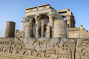 The ruins of the Temple of Kom Ombo located 65 km south of Edfu in Egypt.