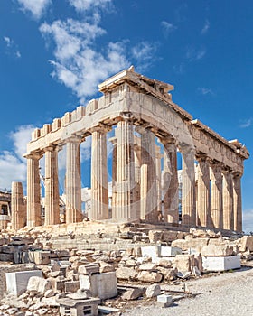 Ruins of the Temple Parthenon at the Acropolis. Athens, Greece