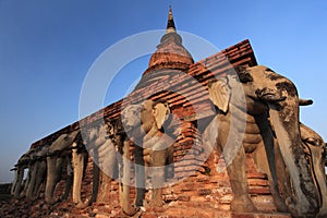 The ruins of the temple.Sukhothai.Thailan