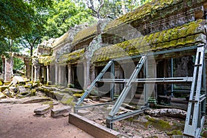 Ruins and tetrameles at Ta Prohm temple