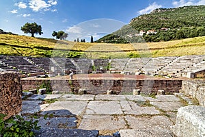 Ruins of the theater in the Ancient Messene, Peloponnese, Greece