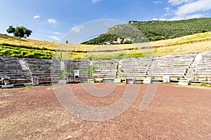 Ruins of the theater in the Ancient Messene, Peloponnese, Greece