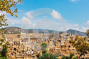 Ruins of the Theatre in ancient Hierapolis in Turkey.