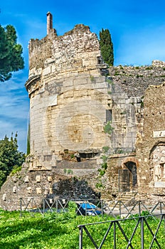 Ruins of the Tomb of Cecilia Metella, Rome, Italy