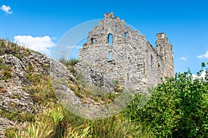 Ruins of Tourbillon medieval castle main building Sion Valais Switzerland