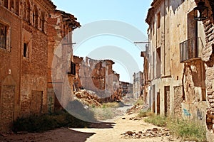 Ruins of a town bombed in the Spanish Civil War, Battle of Belchite Spain.